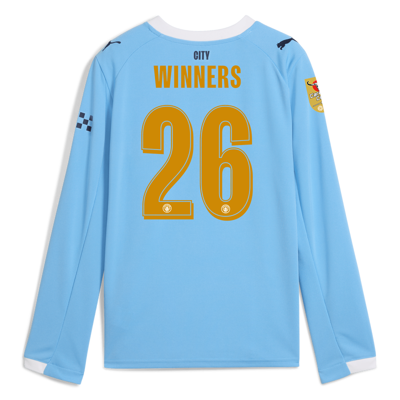 Kids' Man City Home Jersey 2025/26 Long Sleeve With WINNERS 26 Printing  azul - Descubra todos los camisetas Manchester City FC en línea